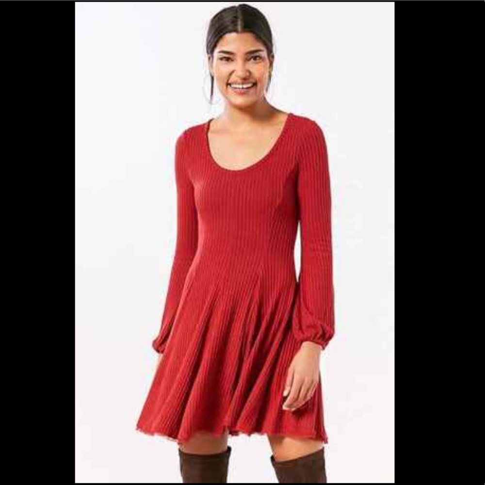 Urban outfitters Ecoté orange ribbed dress